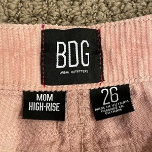 BDG urban outfitters / high rise, mom fit, pink, corduroy pants / straight leg